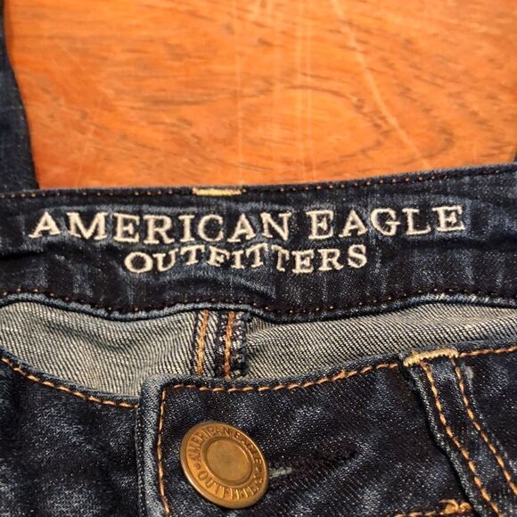 American Eagle Jeans Jegging Super Stretch dark denim fading whiskering 6 long - Picture 7 of 10